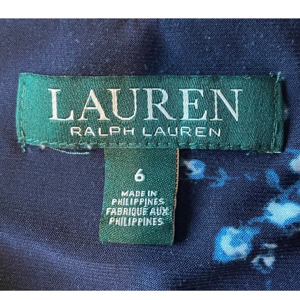 Lauren Ralph Lauren Faux Wrap Sheath Dress Sz 6 Floral Ruched Flutter Sleeves - Picture 2 of 12
